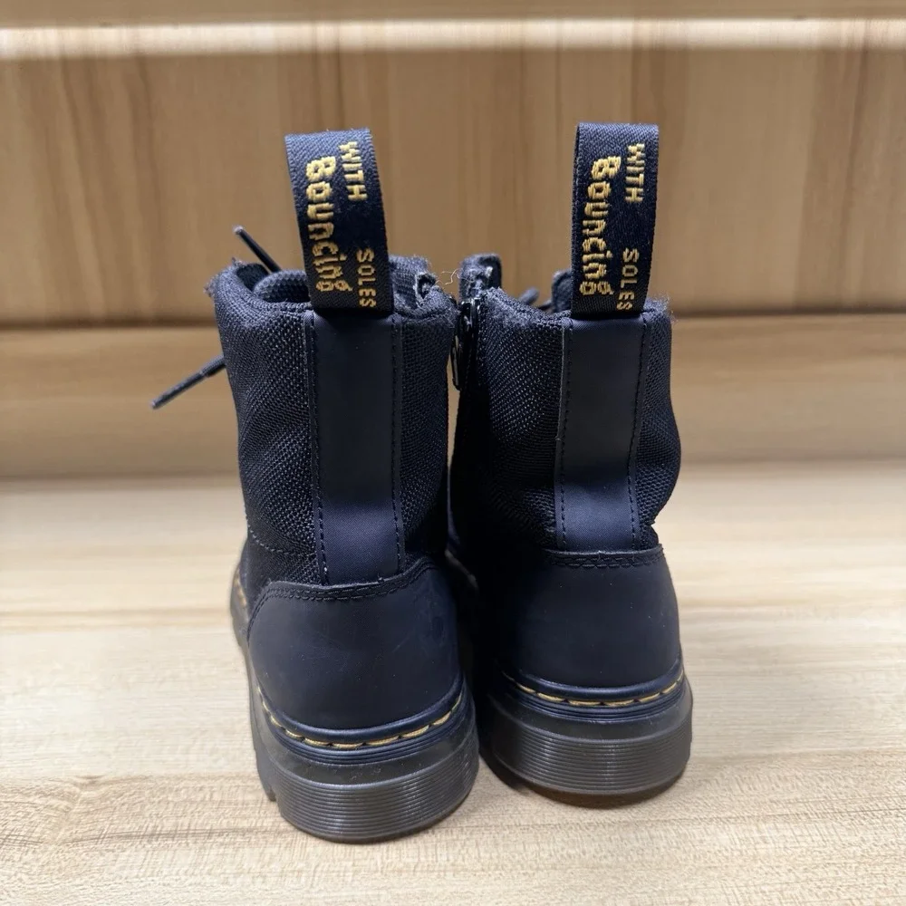Dr. Martens Boots Doc Combs J Combat Lace Up Canvas Zip‎ Black Youth Kids Sz 1
